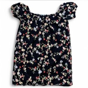 Kimchi Blue Floral Embroidered Top Sheer W/Lining Off Shoulder Boho